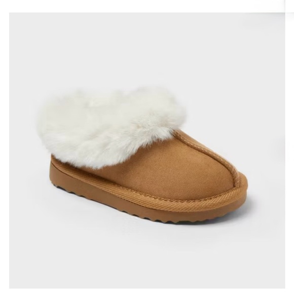 Cat & Jack Other - Cat & Jack Piper Faux Fur Cuff Scuff Slipper Boots - Brown